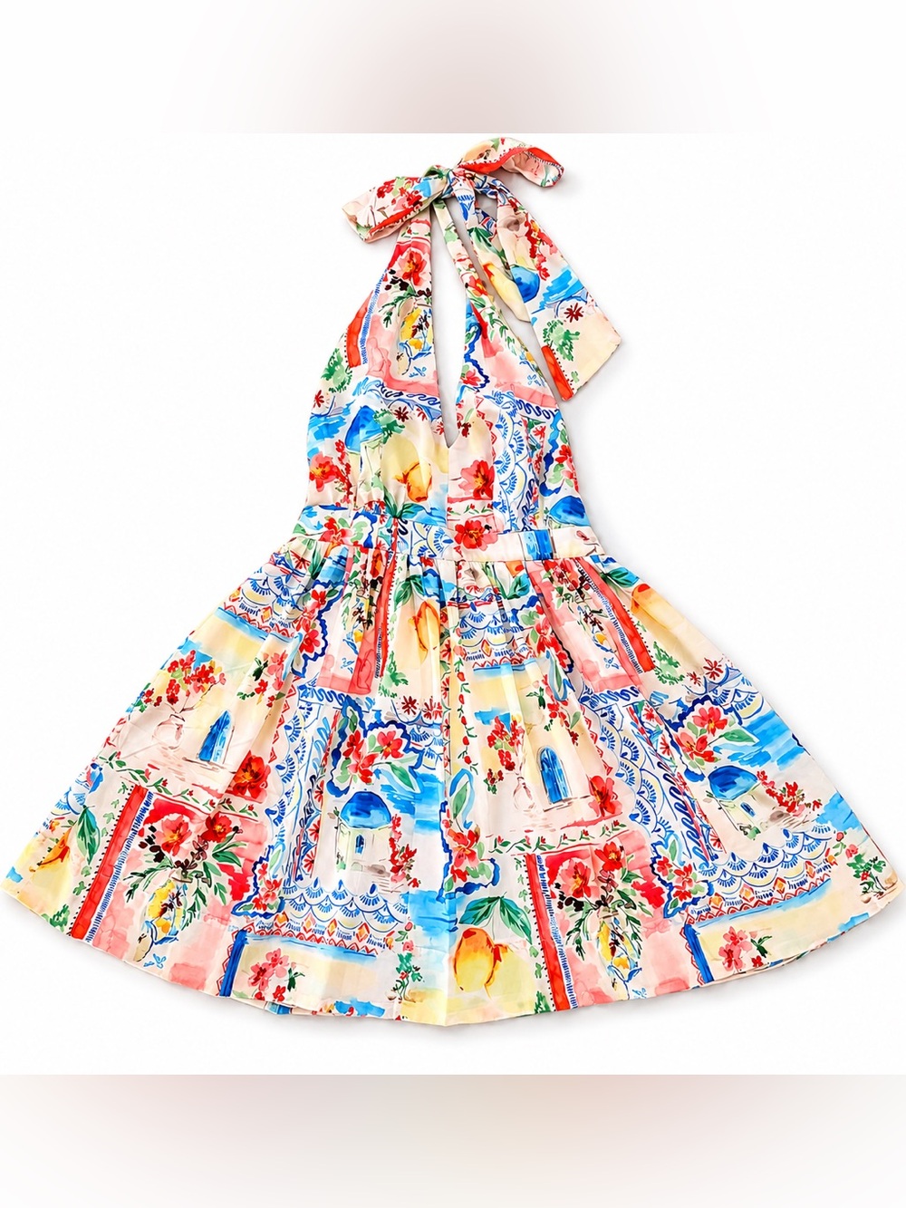 Showpo Multicolor Vacation Print Halter Mini Dress 6 - Picture 9 of 9